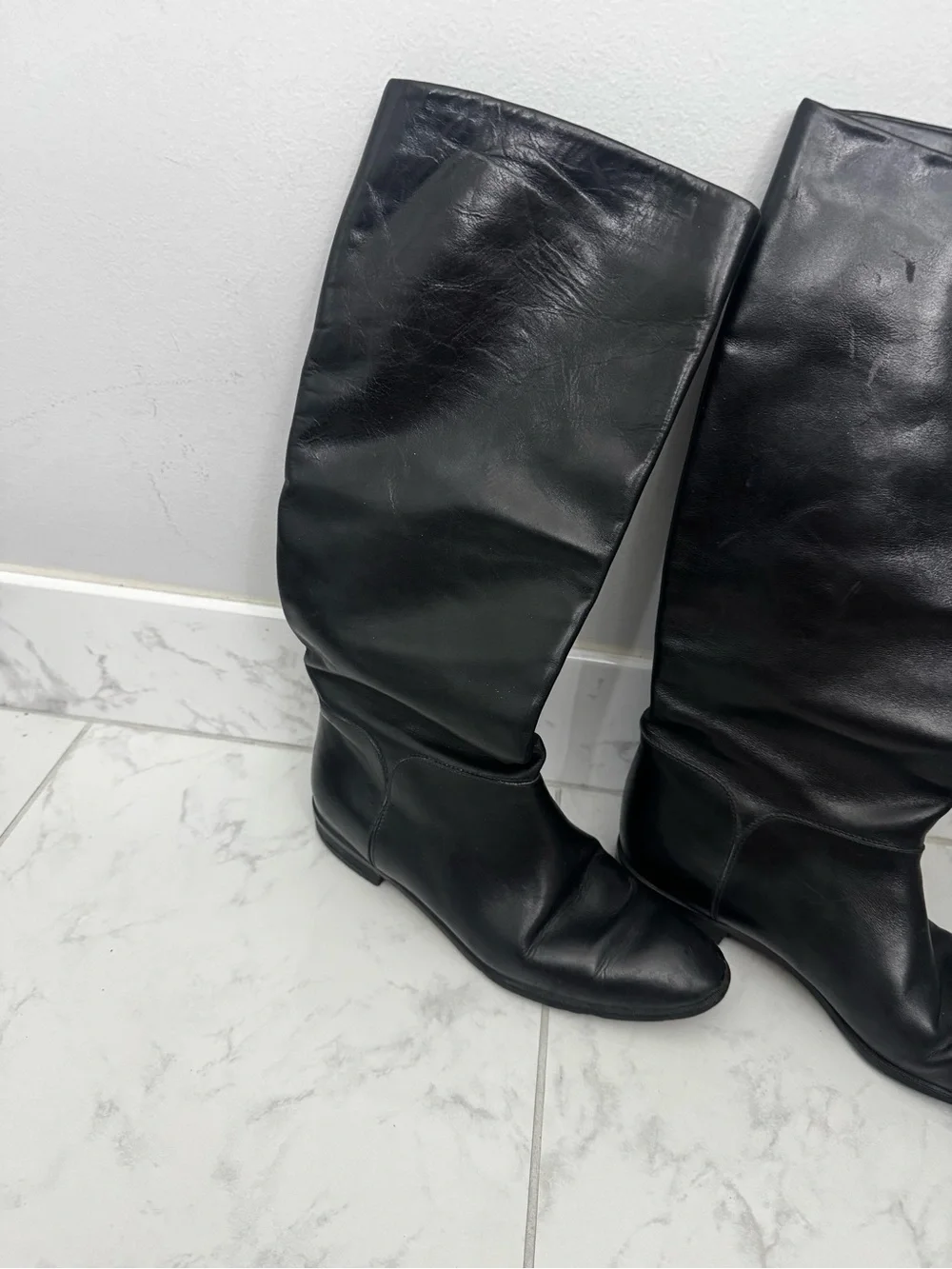 Pappagallo Black Leather Knee-High Boots